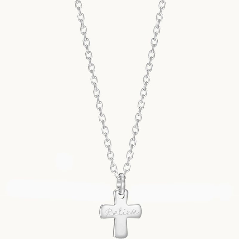 Collier Croix sur chaîne personnalisable (argent 925°) Merci Maman Produit 1 grande taille