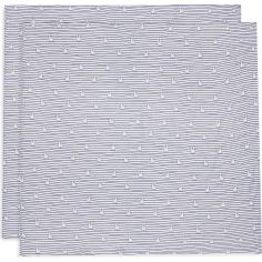 Lot de 2 maxi-langes en coton Miffy Stripe Navy (115 x 115 cm) - Jollein