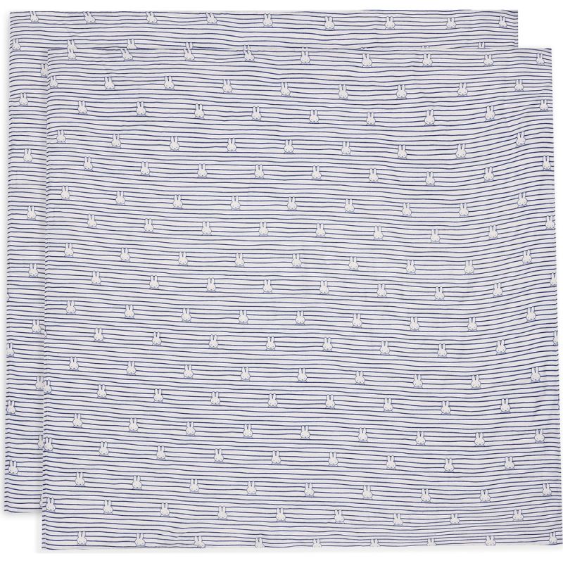 Lot de 2 maxi-langes en coton Miffy Stripe Navy (115 x 115 cm) Jollein Produit 1 grande taille