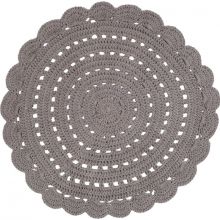 Tapis lavable rond Alma crochet gris foncé (120 cm)  par Nattiot