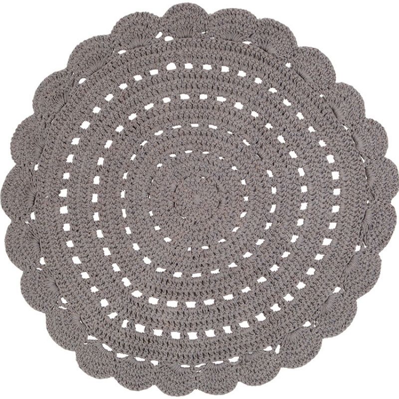 Tapis lavable rond Alma crochet gris foncé (120 cm) Nattiot