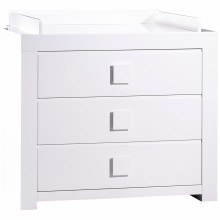 Commode 3 tiroirs Zen Blanc avec dispositif à langer et poignées carrées  par Sauthon Signature