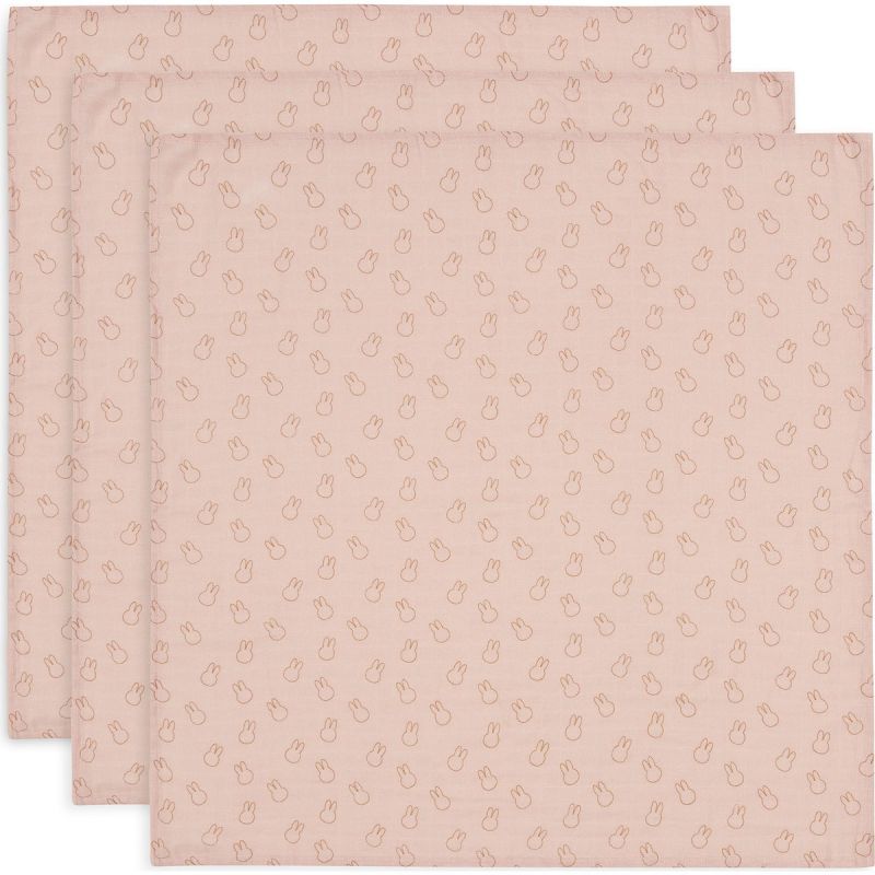 Lot de 3 langes en coton Miffy Silhouettes Wild Rose (70 x 70 cm) Jollein Produit 1 grande taille