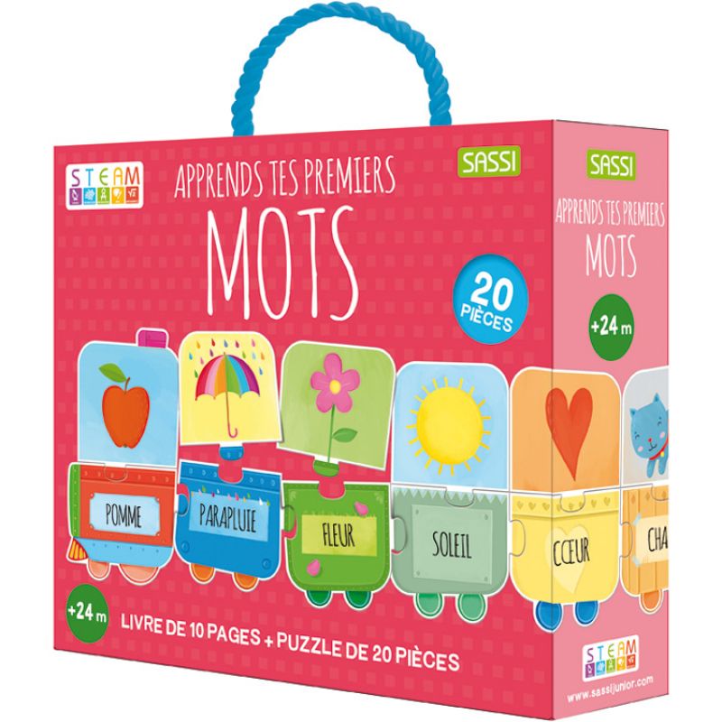 Livre et puzzle Apprends tes premiers mots (20 pièces) Sassi Junior