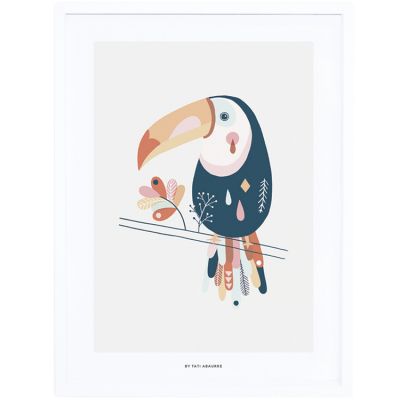 Affiche encadrée toucan Paradisio pastel (30 x 40 cm) Lilipinso