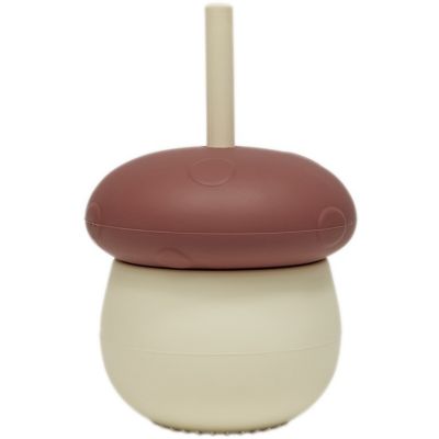 Tasse en silicone avec paille Mushroom Red  par OYOY Mini