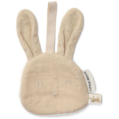 Doudou attache-tétine en gaze de coton Lapin