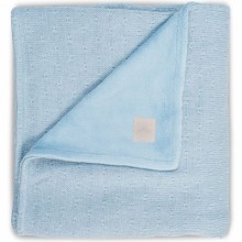 Couverture bébé en tricot doux et teddy bleu (75 x 100 cm)  par Jollein