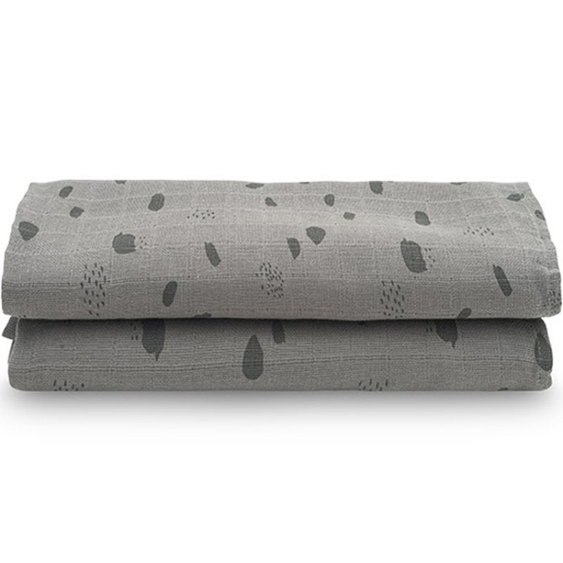 Lot de 2 maxi langes hydrophiles Spot storm grey gris (115 x 115 cm) Jollein