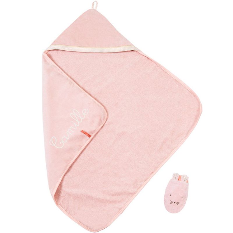 Cape de bain + gant Il était une fois personnalisable (80 x 80 cm) Moulin Roty
