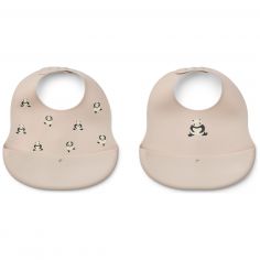 Lot de 2 bavoirs en silicone Ember Panda Sandy - Liewood