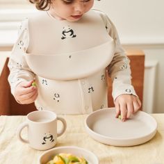 Lot de 2 bavoirs en silicone Ember Panda Sandy