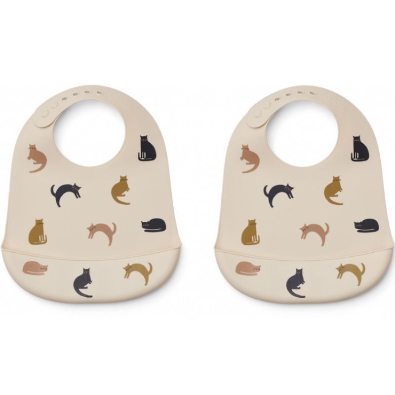 Lot de 2 bavoirs à poche Tilda Miauw apple blossom mix Liewood