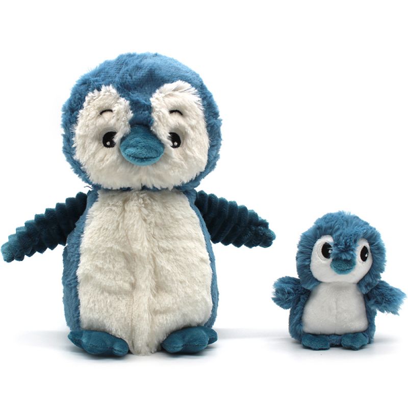 Peluche Iglou le pingouin maman et bébé bleu (25 cm) Les Déglingos