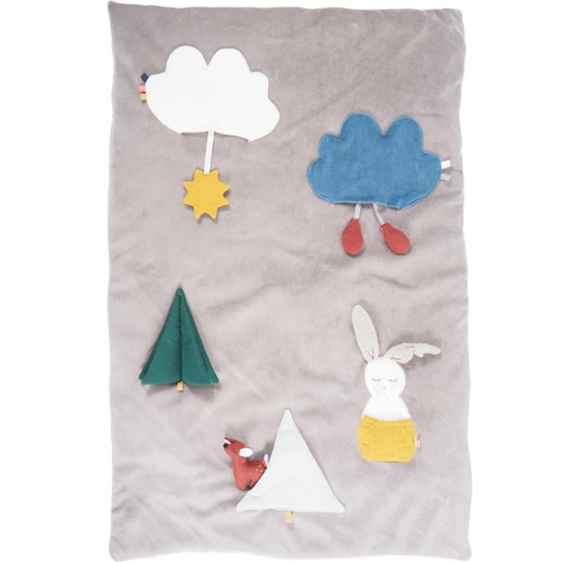 Tapis d'activités Lapin gris (100 x 70 cm) Kikadu