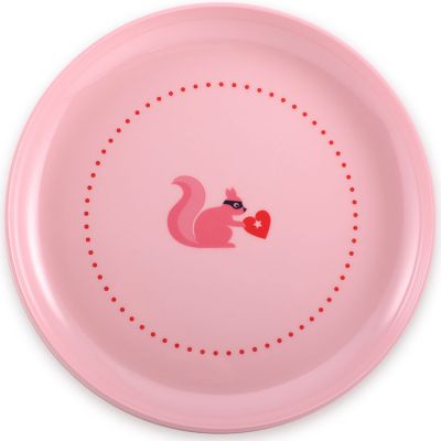 Assiette plate écureuil rose