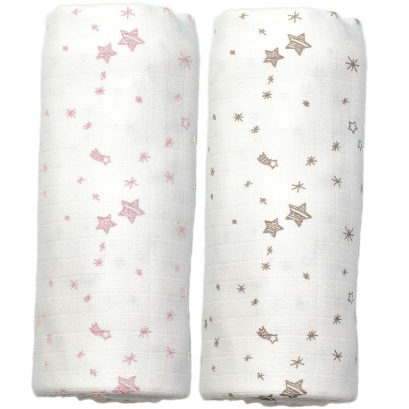 Lot de 2 maxi langes étoiles (120 x 120 cm) Hoppa