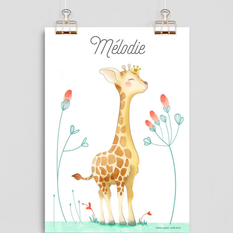 Affiche A4 Girafe (personnalisable) Gaëlle Duval