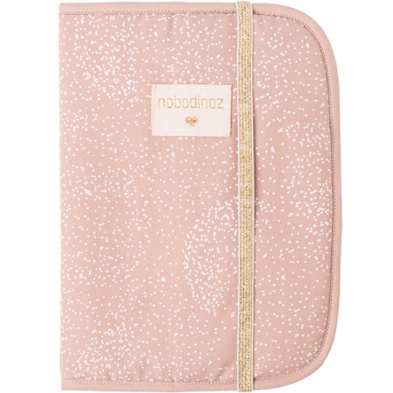 Protège carnet de santé Poema coton bio White bubble Misty pink Nobodinoz