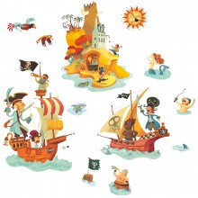 Stickers muraux pirates L'île aux trésors  par Djeco