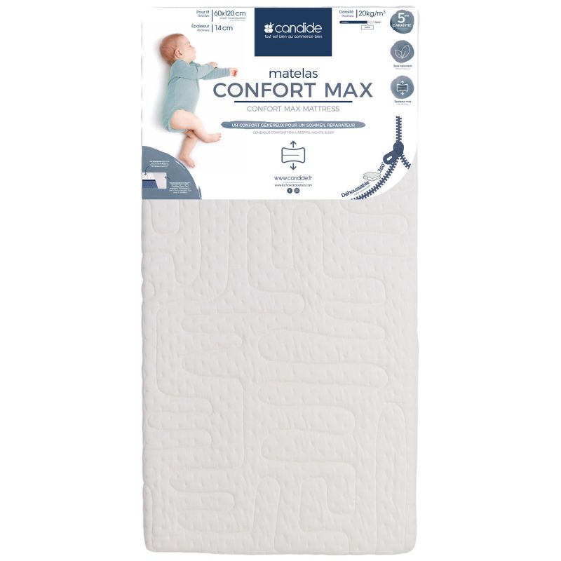 Matelas bébé Confort Max déhoussable 360° (60x120 cm) Candide Produit 1