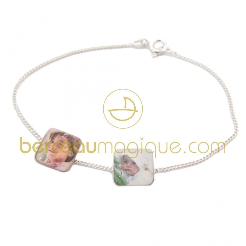 Bracelet ''sur mesure'' 2 photos (Argent) 