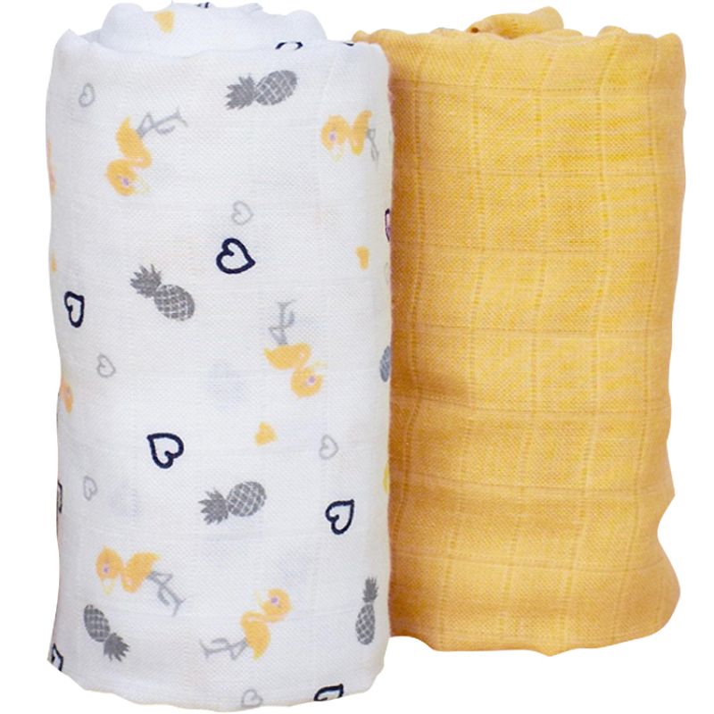 Lot de 2 maxi langes en Tencel Flamant (120 x 120 cm) Kadolis