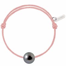 Bracelet enfant Baby Pearly cordon rose poudré perle de Tahiti 7mm (or blanc 750°)  par Claverin