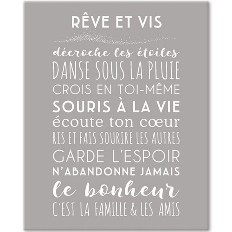 Tableau Rêve et Vis gris galet (33 x 41 cm) Mes Mots Déco