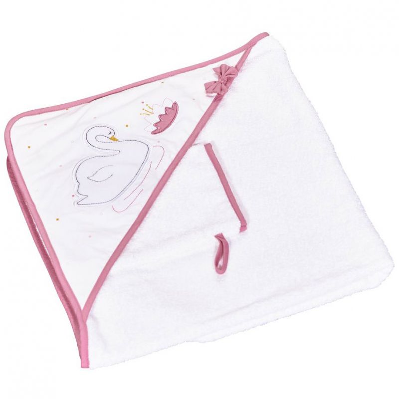 Cape de bain + gant cygne Baby Swan (75 x 75 cm) Sauthon