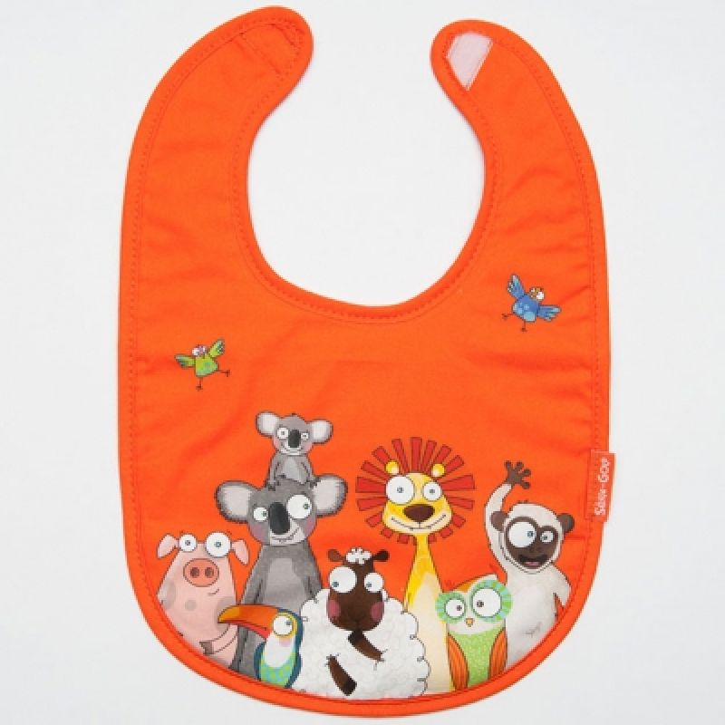 Bavoir à velcro animaux orange Série-Golo