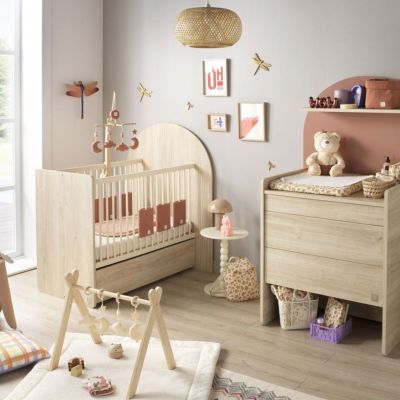 Lit bébé évolutif Arche Chêne strié (60 x 120 cm)