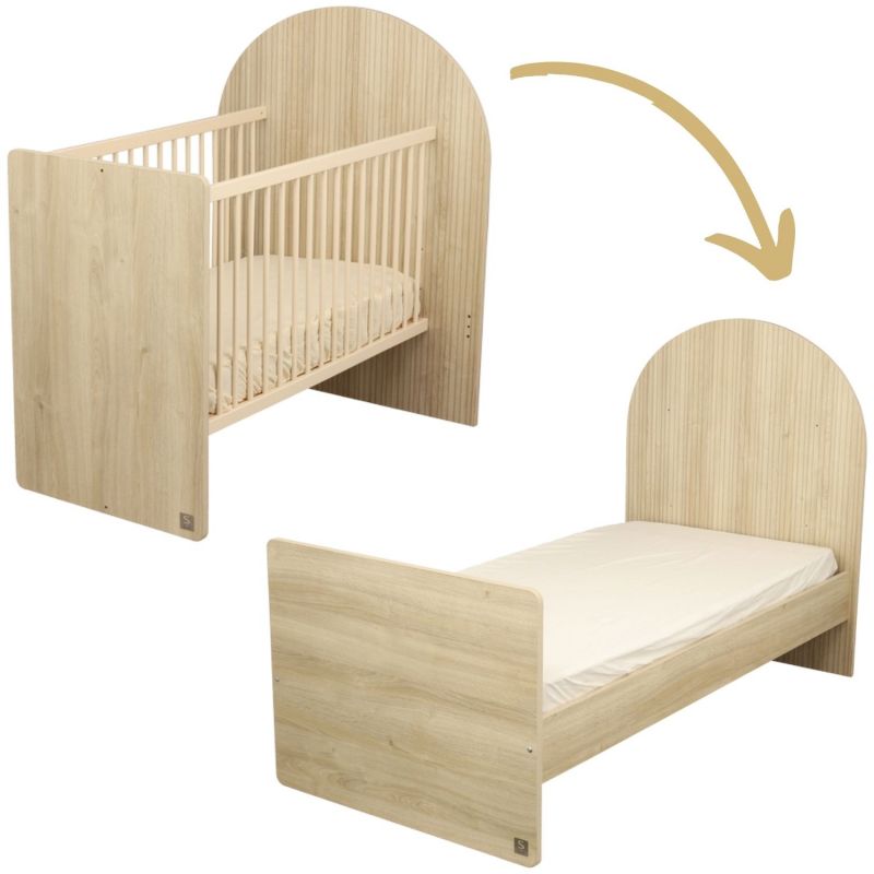 Lit bébé évolutif Arche Chêne strié (60 x 120 cm) Sauthon mobilier Produit 1