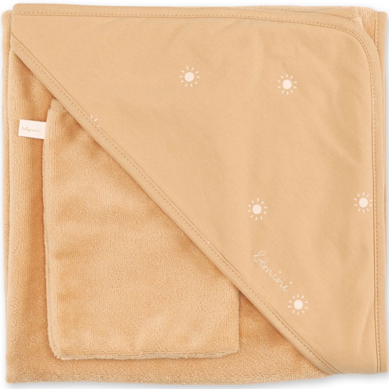 Cape de bain + gant Sunny jaune (90 x 90 cm) Bemini