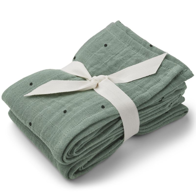 Lot de 2 langes en coton bio Lewis Classic dot peppermint (70 x 70 cm) Liewood