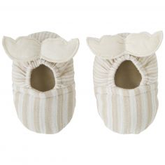 Chaussons avec ailes d'ange gaze de coton rayé galet (0-6 mois) - BB & Co