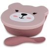 Set bol à ventouse et cuillère en silicone Ourson Rose TUM TUM Produit 1
