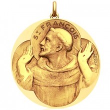 Médaille Saint François d'Assise (or jaune 750°)  par Becker