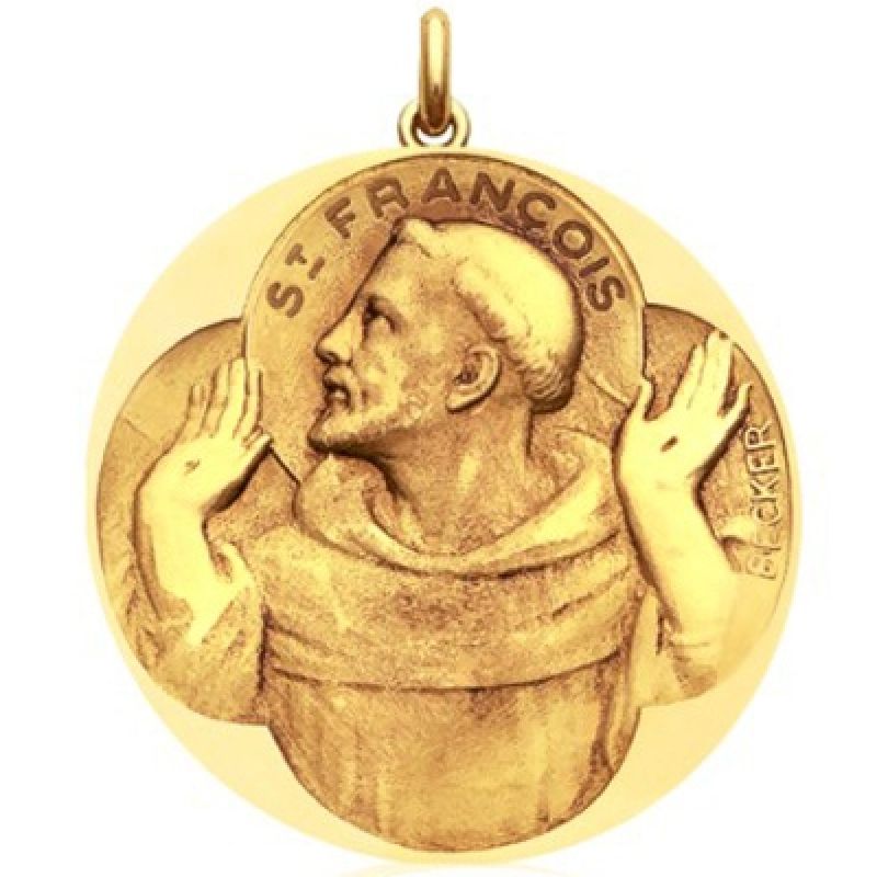 Médaille Saint François d'Assise (or jaune 750°) Becker