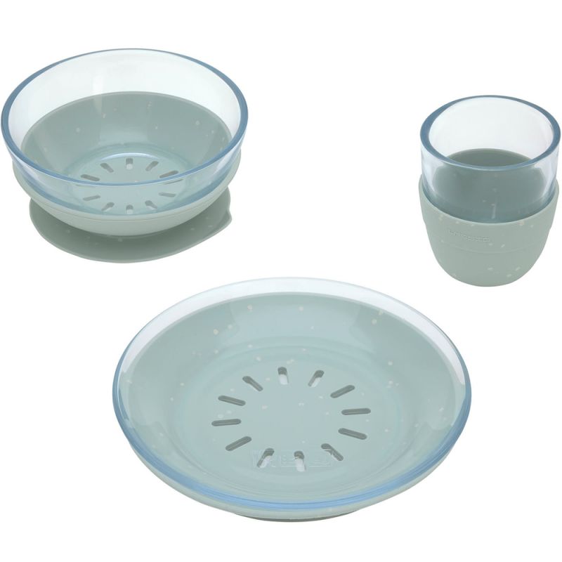 Coffret repas en verre et silicone bleu Lässig