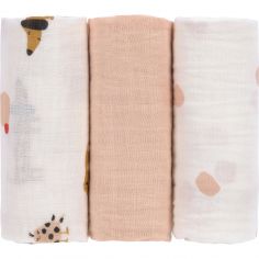 Lot de 3 langes Little Mateys orange épicé (60 x 60 cm) - Lässig 