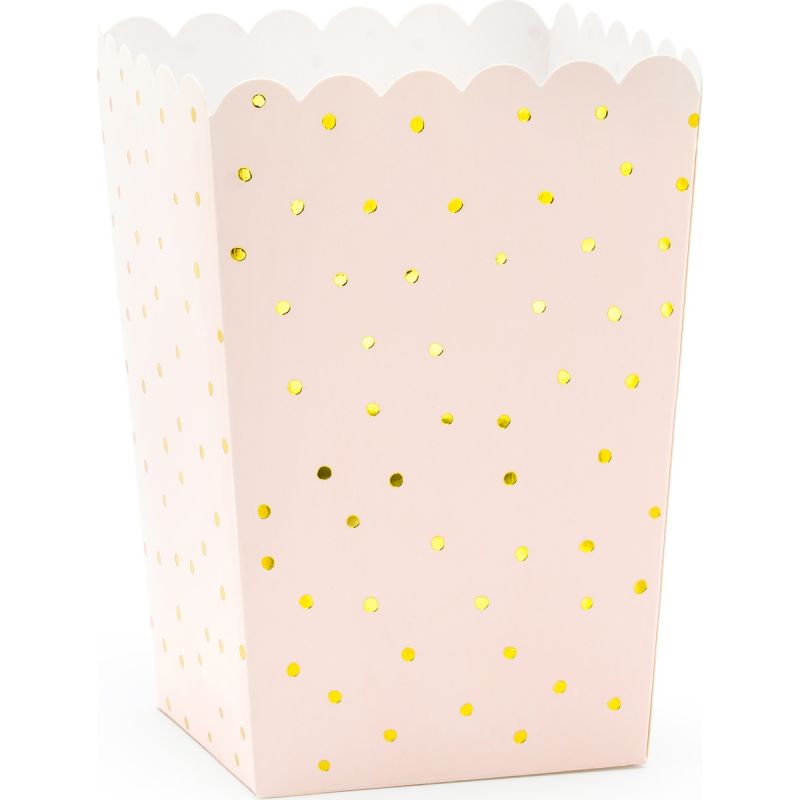 Lot de 6 boîtes à pop-corn Dots rose clair Party Deco Produit 1 grande taille