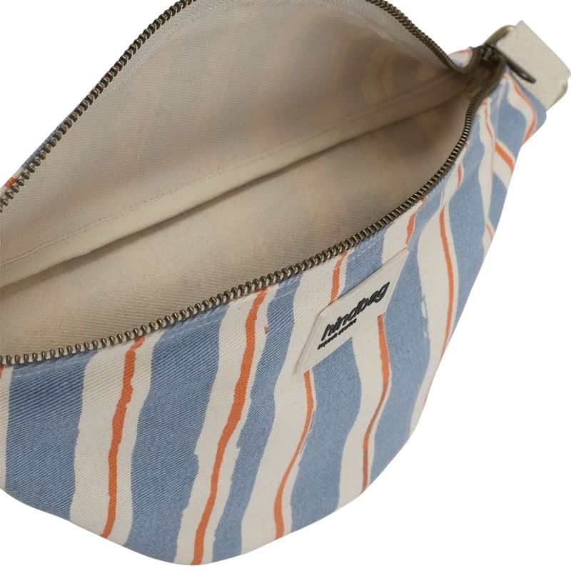 Sac banane Olivia Rayures Larges Bleu Hindbag Produit ouvert 4
