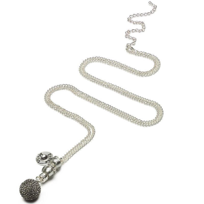 Bola sur chaîne argent Deluxe boule strass jet (argent, plaqué argent) Proud MaMa