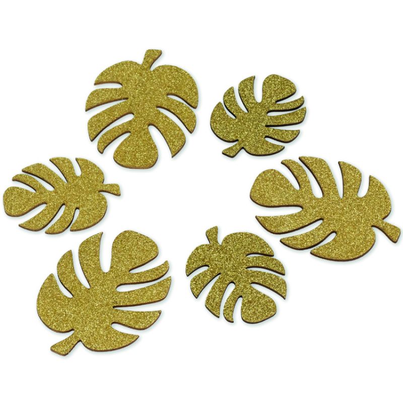 Lot de 6 décorations de table feuille tropicale Jungle Fever Arty Fêtes Factory