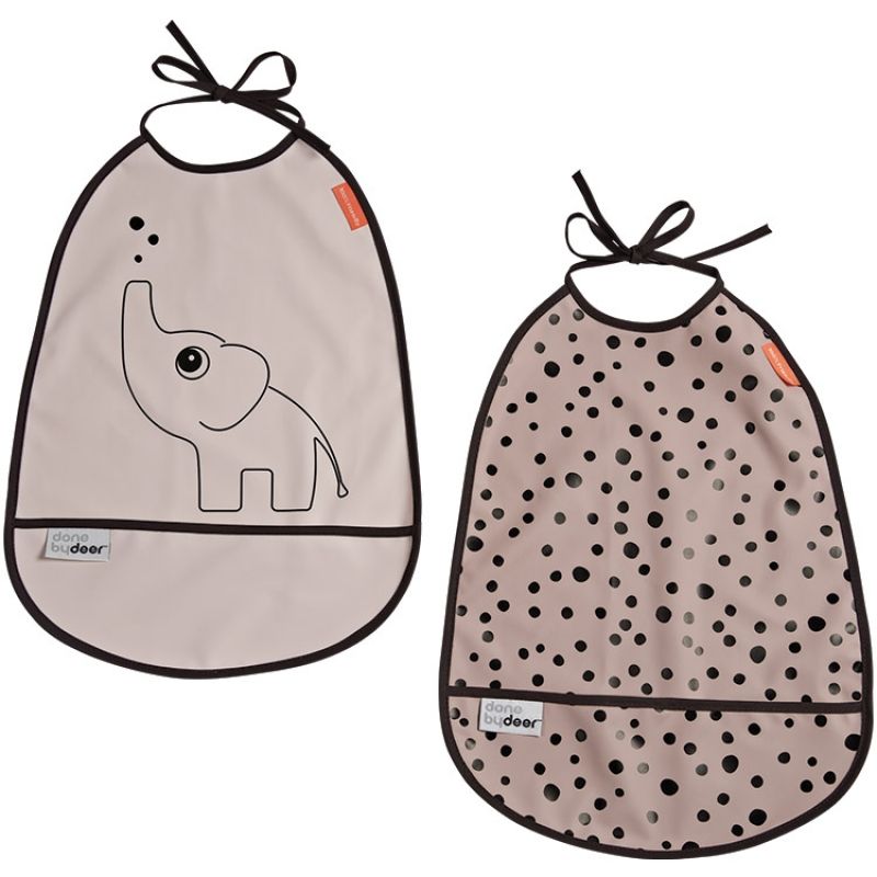 Lot de 2 bavoirs  imperméables à poche Elphee rose Done by Deer