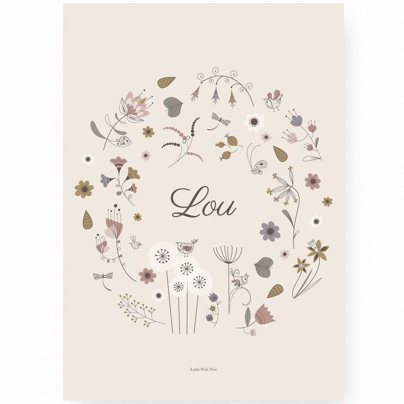 Affiche A2 fleur Jardin merveilleux (personnalisable) Lutin Petit Pois