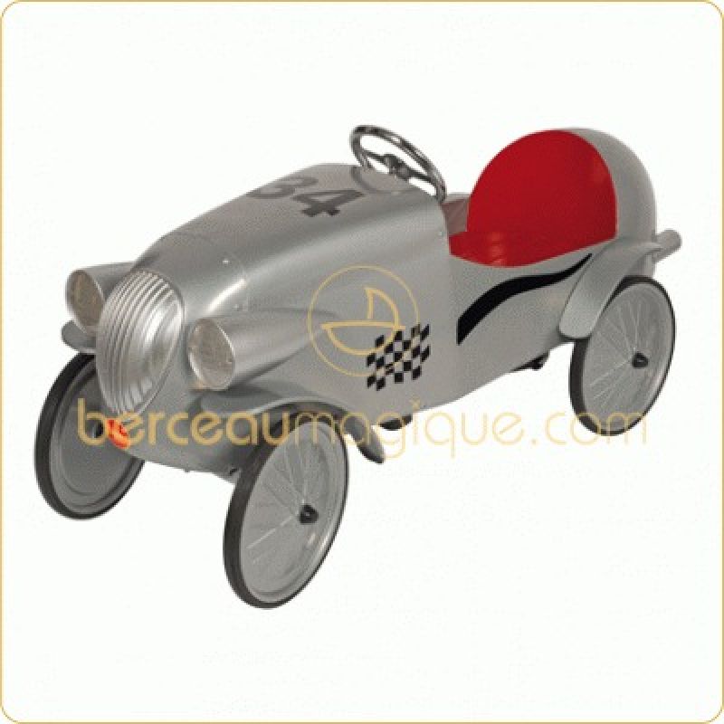 Voiture en métal à pédales Le Mans grise 