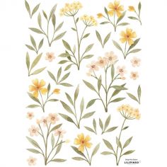 Stickers Oh deer fleurs oranges et jaunes (29,7 x 42 cm) - Lilipinso