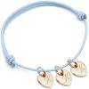 Bracelet cordon 3 charms coeur personnalisable (plaqué or) - Petits trésors
